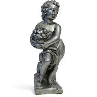 Summer Season Cherub Statue - 24-inch — Aged Silver finish