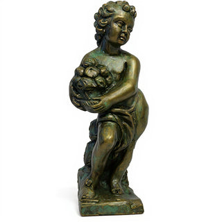 Summer Season Cherub Statue - 24-inch — Green Bronze finish