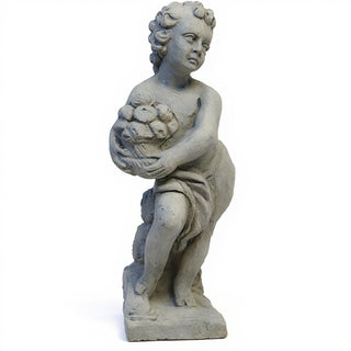 Summer Season Cherub Statue - 24-inch — Limestone finish