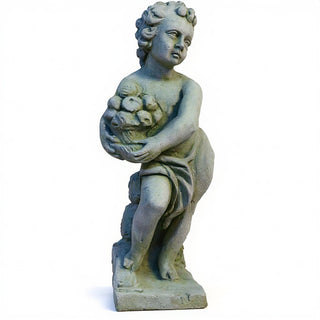 Summer Season Cherub Statue - 24-inch — Mossy Green finish