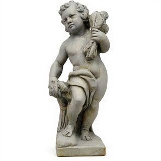 Autumn Season Cherub Statue - 24-inch — Antique Stone finish