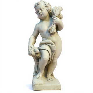 Autumn Season Cherub Statue - 24-inch — Antique White finish