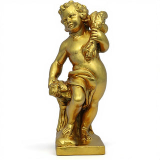 Autumn Season Cherub Statue - 24-inch — Deep Gold finish