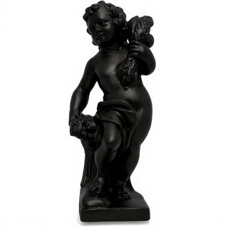 Autumn Season Cherub Statue - 24-inch — Flat Black finish