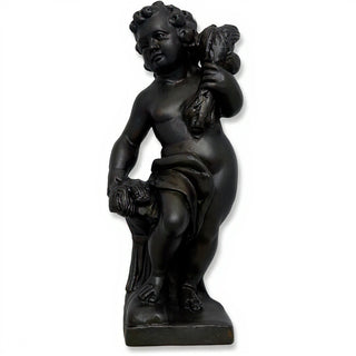 Autumn Season Cherub Statue - 24-inch — Iron finish