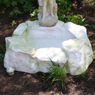 Small fiberglass resin garden pond basin with a rock-edged profile, 9.5 inches high. — alternate view