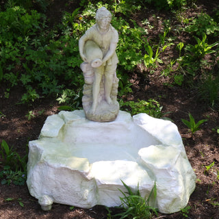 Small fiberglass resin garden pond basin with a rock-edged profile, 9.5 inches high. — alternate view