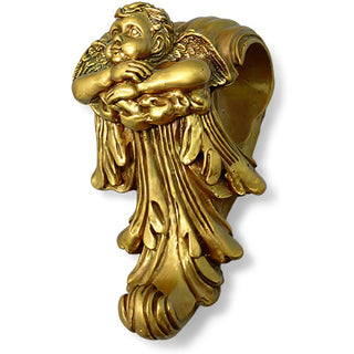 Cherub Drapery Bracket - 8-inch — Antique Gold finish