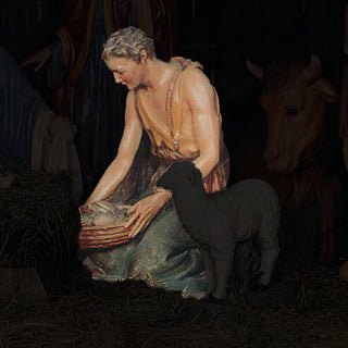 SHEPHERD KNEELING FOR LIFESIZE Statue - 42-inch - Realistic Color - Hand-Painted