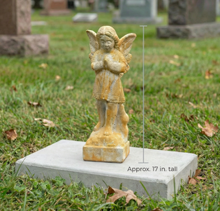 Fiberglass resin statue of an angel with hands folded in prayer, standing 19 inches tall. — alternate view