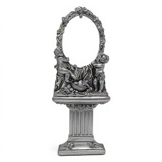 Cherub Mirror and Pedestal - 76-inch — Aged Silver finish
