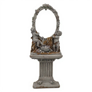 Cherub Mirror and Pedestal - 76-inch — Antique Stone finish