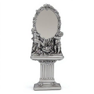 Cherub Mirror and Pedestal - 76-inch — Antique Silver finish