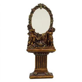 Cherub Mirror and Pedestal - 76-inch — Bronze finish