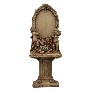 Cherub Mirror and Pedestal - 76-inch — Gothic Stone finish