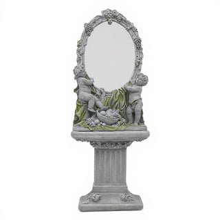Cherub Mirror and Pedestal - 76-inch — Mossy Green finish