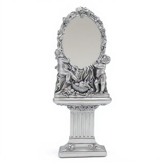 Cherub Mirror and Pedestal - 76-inch — Silver finish