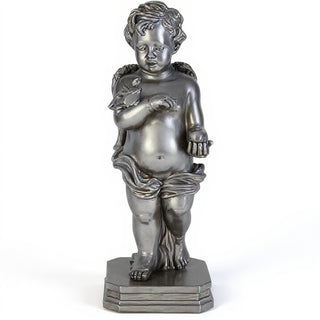Matthews Angel with Apple Statue - 25.5-inch — Aged Silver finish