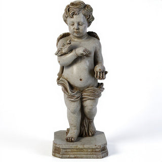 Matthews Angel with Apple Statue - 25.5-inch — Antique Stone finish