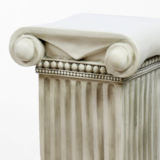 Fluted column pedestal in fiberglass resin, 29 inches tall, for displaying statues or planters — detail view