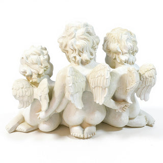 Three Cherub Birdfeeder — Antique White finish