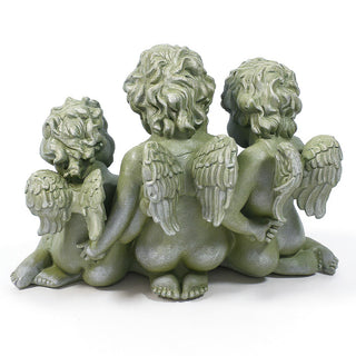 Three Cherub Birdfeeder — Mossy Green finish