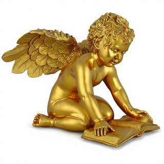 Quinn Angel with Book Statue — Deep Gold finish