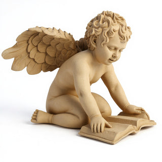 Quinn Angel with Book Statue — Dusted Sand finish