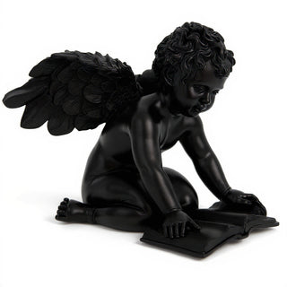 Quinn Angel with Book Statue — Flat Black finish
