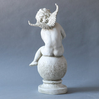 Fiberglass resin angel statue standing upright, sixteen inches tall, shown in a plain setting. — detail view