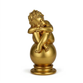 Napping Cherub Statue - 17-inch — Antique Gold finish
