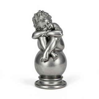 Napping Cherub Statue - 17-inch — Aged Silver finish