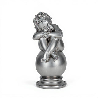 Napping Cherub Statue - 17-inch — Antique Silver finish