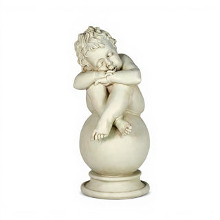 Napping Cherub Statue - 17-inch — Antique White finish