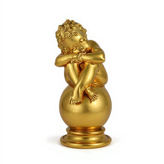 Napping Cherub Statue - 17-inch — Deep Gold finish