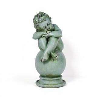 Napping Cherub Statue - 17-inch — Mossy Green finish