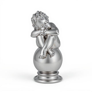 Napping Cherub Statue - 17-inch — Silver finish