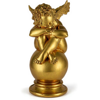 Napping Cherub with Wings Statue - 17-inch — Antique Gold finish