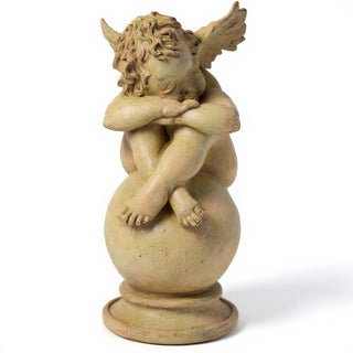 Napping Cherub with Wings Statue - 17-inch — Dusted Sand finish