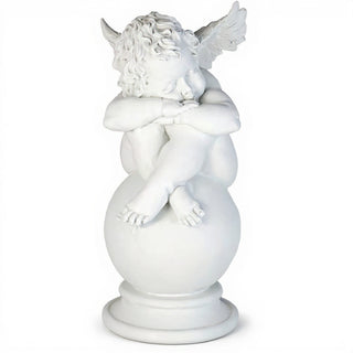 Napping Cherub with Wings Statue - 17-inch — Flat White finish