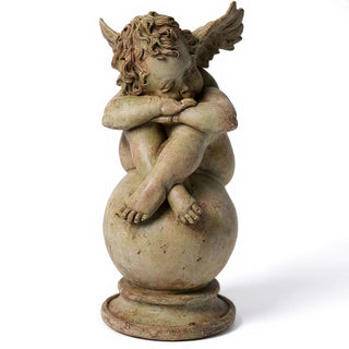 Napping Cherub with Wings Statue - 17-inch — Gothic Stone finish
