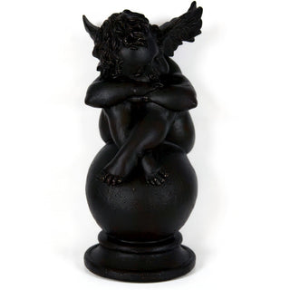 Napping Cherub with Wings Statue - 17-inch — Iron finish