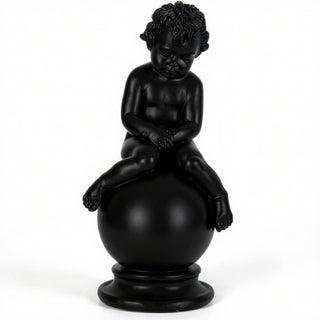 Sleeping Cherub Statue - 18-inch — Flat Black finish