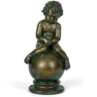 Sleeping Cherub Statue - 18-inch — Green Bronze finish