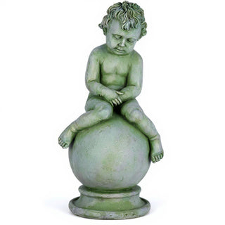 Sleeping Cherub Statue - 18-inch — Mossy Green finish
