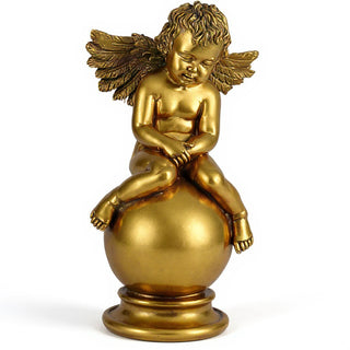Sleepy Angel with Wings Statue - 19-inch — Antique Gold finish