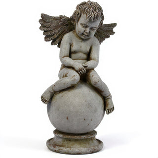 Sleepy Angel with Wings Statue - 19-inch — Antique Stone finish