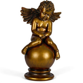 Sleepy Angel with Wings Statue - 19-inch — Bronze finish