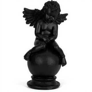 Sleepy Angel with Wings Statue - 19-inch — Dusted Black finish
