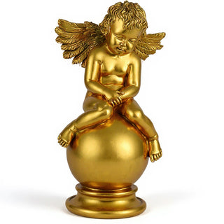 Sleepy Angel with Wings Statue - 19-inch — Deep Gold finish